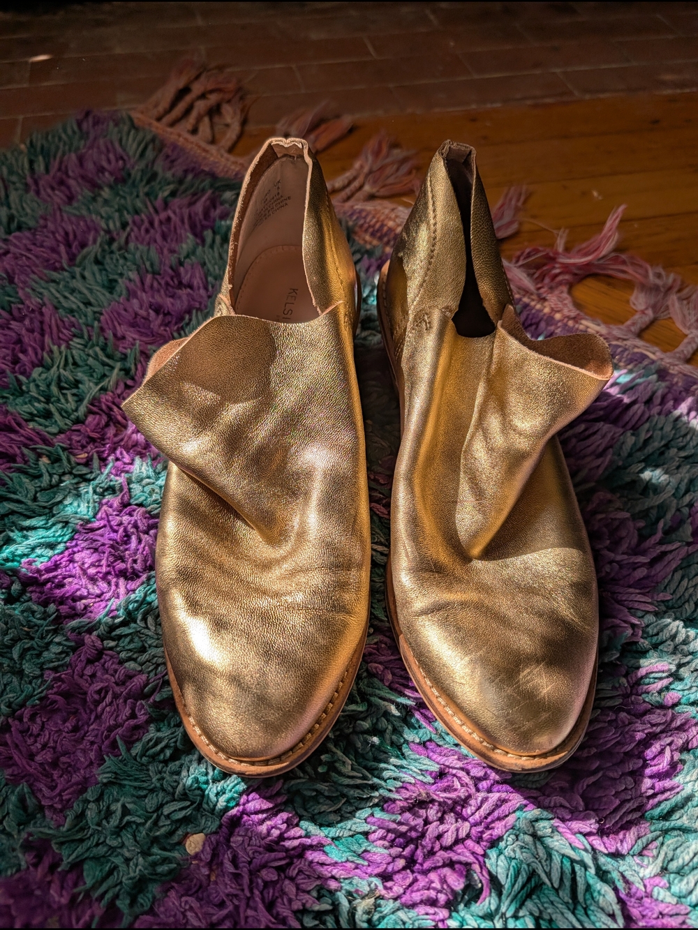 Kelsi Dagger Metallic Gold Slip-On Leather Flats